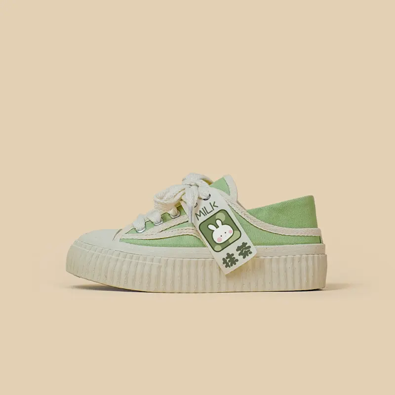 Breathable Low Top Biscuit Shoes With Thick Soles Japanese Style