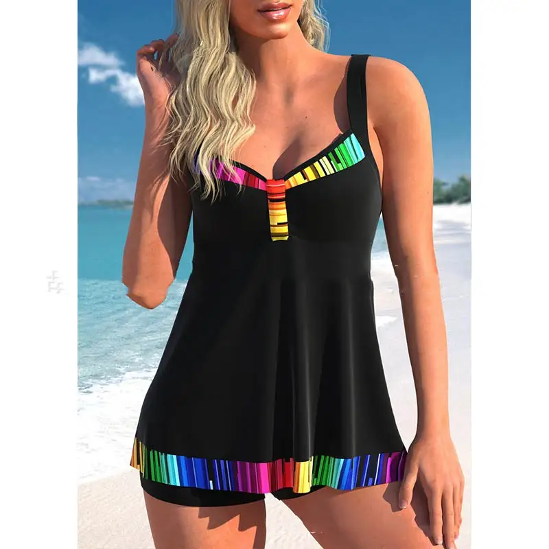 Women's Split Large Size Swimsuit Printed Skirt Swimwear