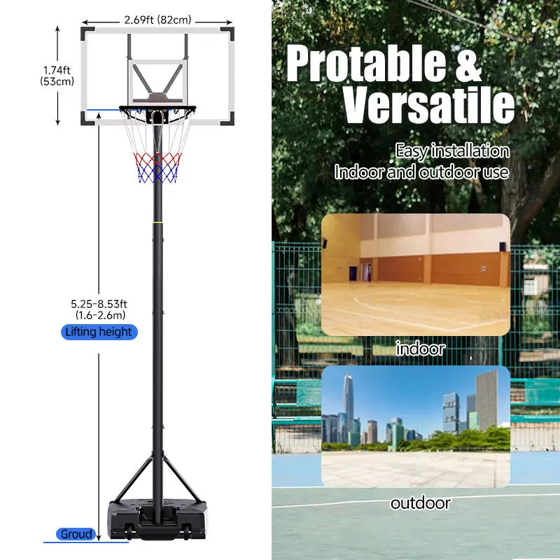 TotheCORE Basketball Stand 5.25-8.53 Ft Adjustable Portable