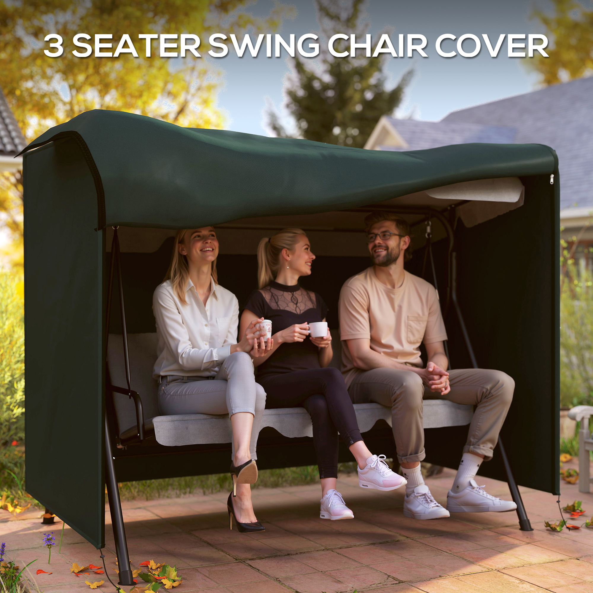 205 X 124 Cm Three Seater Swing Chair Protective Cover Dark — image 8