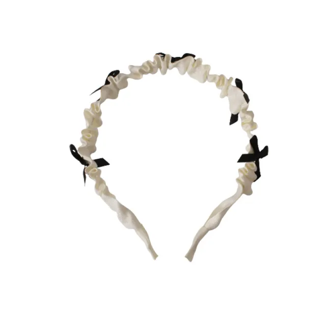 Princess Wide Pleated Headband Bow Tiara Black White - Shop at LoveMi
