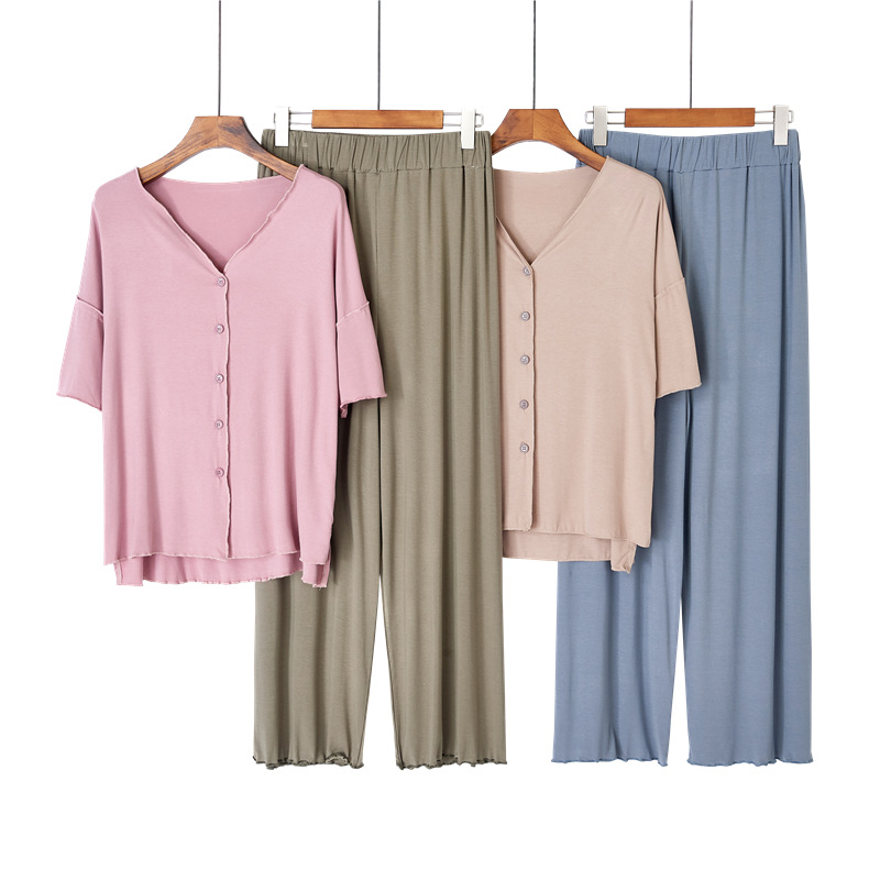 Title 4, Ladies Pajamas Modal Thin Wood Ear Threaded Sim...