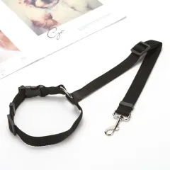 Solid Two-in-one Pet Car Seat Belt Lead Leash BackSeat Safety Belt Adjustable Harness For Kitten Dogs Collar Pet Accessories - Black - View 1