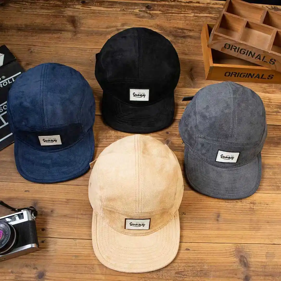 Summer Men's And Women's Identical Suede Fabric Simple Letter Logo Five-panel Hat For Couples, Suitable For Versatile Daily Commuting And Casual Outings.