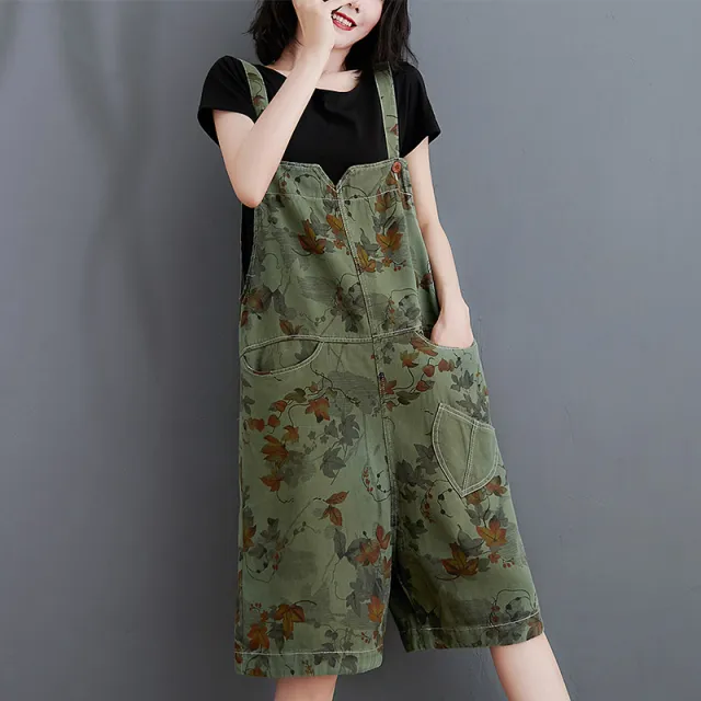 Denim Printed Five Cent Suspenders For Women Green - Shop at LoveMi