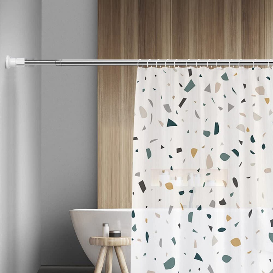 Heavy Duty Extendable Telescopic Shower Curtain Pole Rail Rod Bath Door — image 9