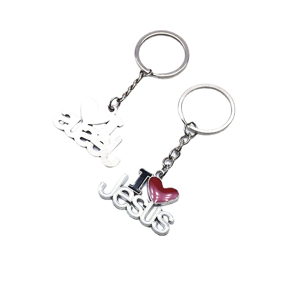 Love Cross Ancient Silver Keychain Pendant Ring Jewelry