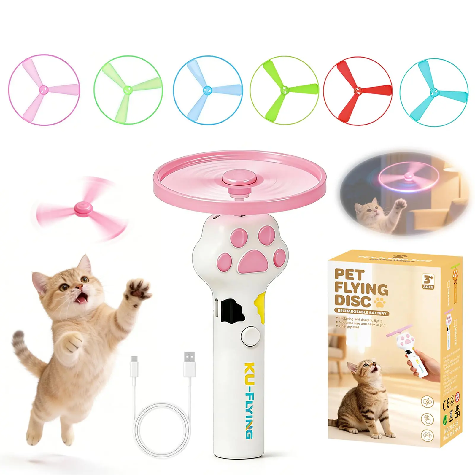 Cat Fetch Toy Launcher, Flying Disc Launcher