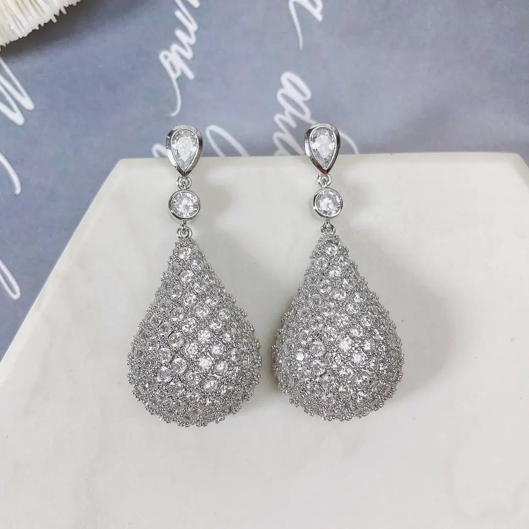 Micro Inlaid Colorful Water Drop Earrings