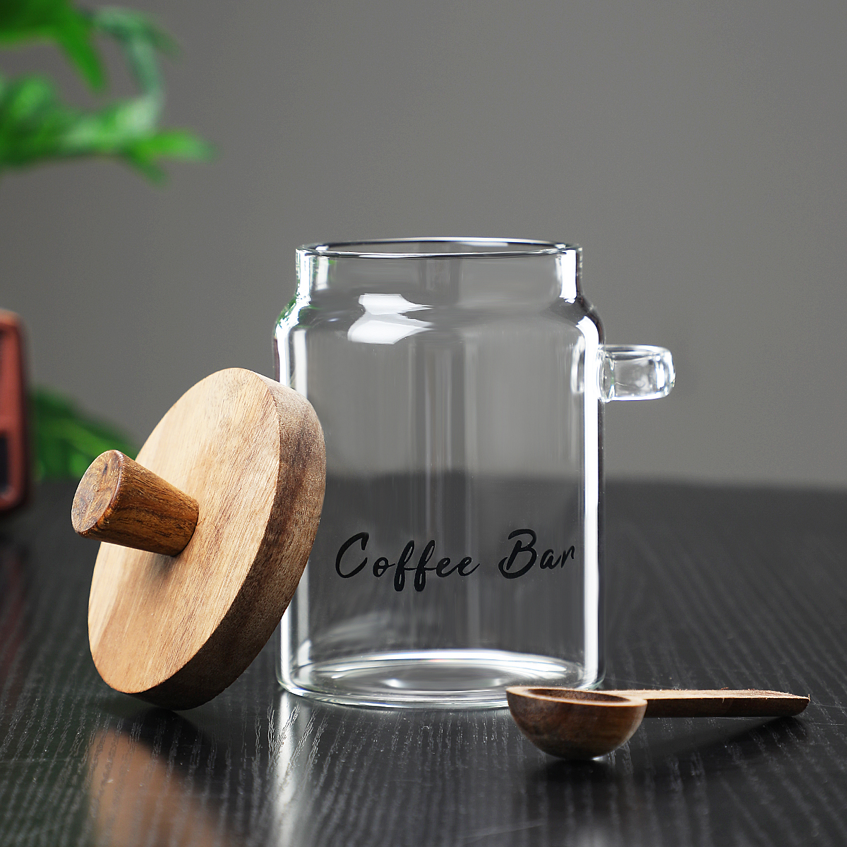 1 Pcs 15 OZ Glass Coffee Jars With Spoons, Candy Jars, Biscuit Jars, Storage Jars, Tea Jars, Snack Jars, Seasoning Jars, Salt Jars, Pepper Jars
