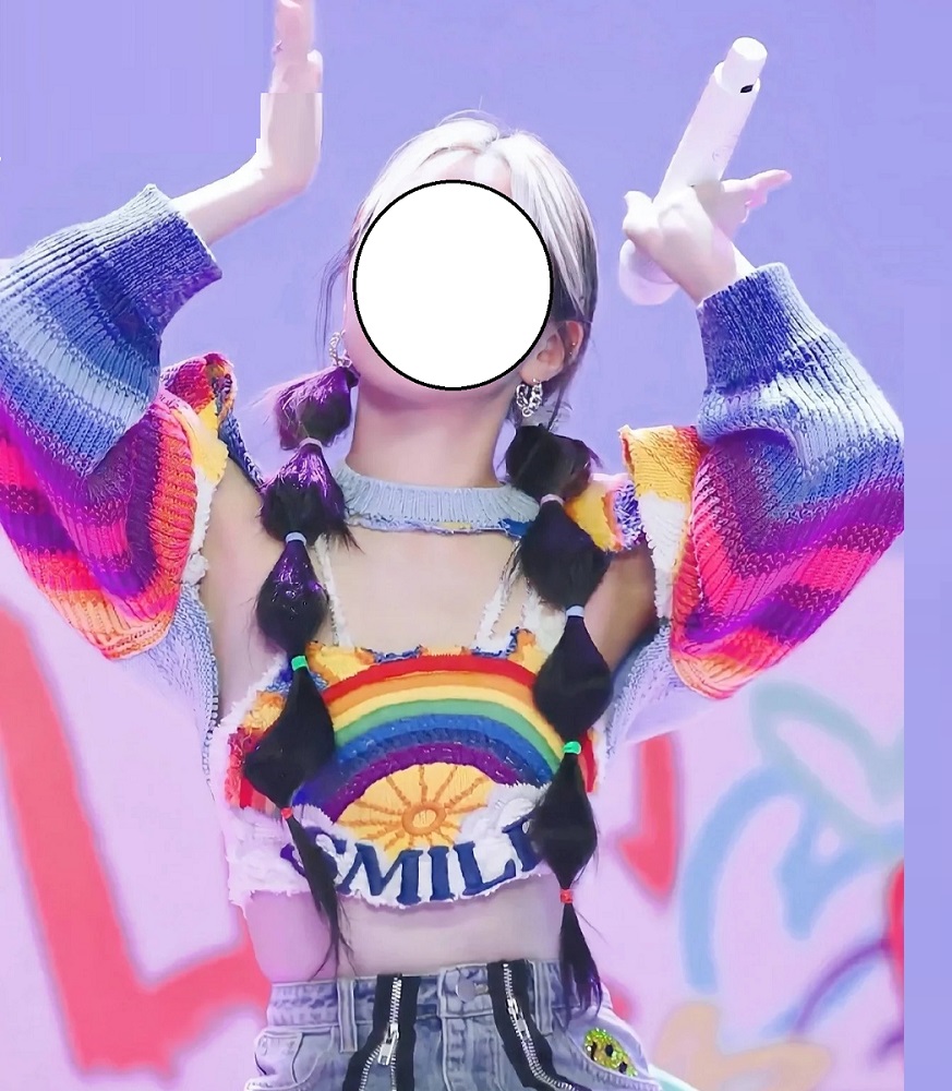 Knitted Suspender Rainbow Cropped Blouse Sweater Two-piece Set