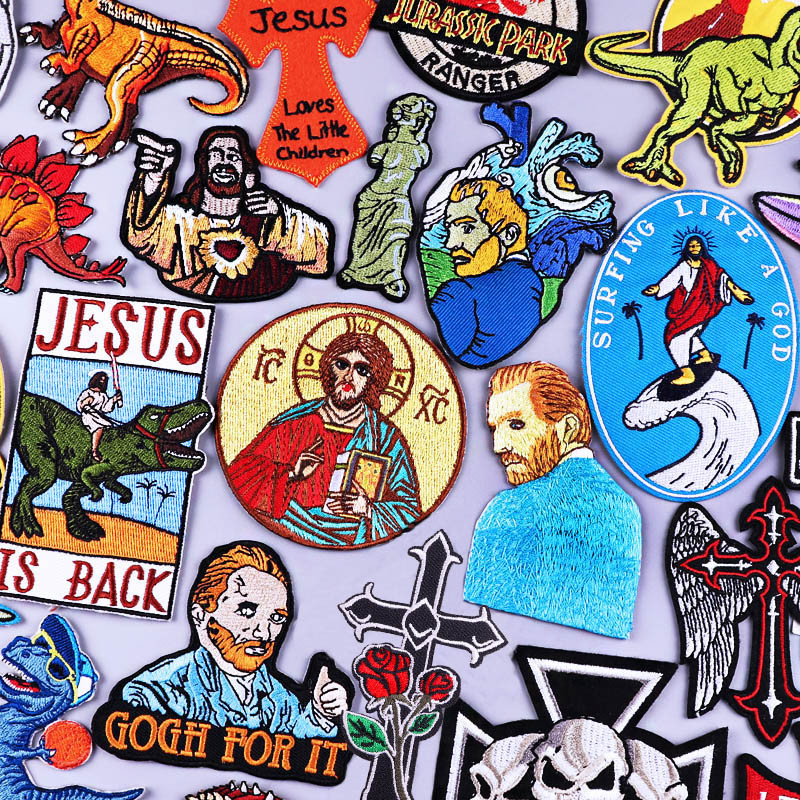 Cartoon Embroidery Chapter Cross Skull Embroidery Fabric Patch — image 1