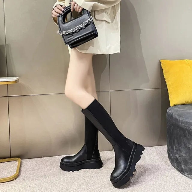 British Style Thick soled Boots Are Thinner Than The Knee Black - Shop at LoveMi