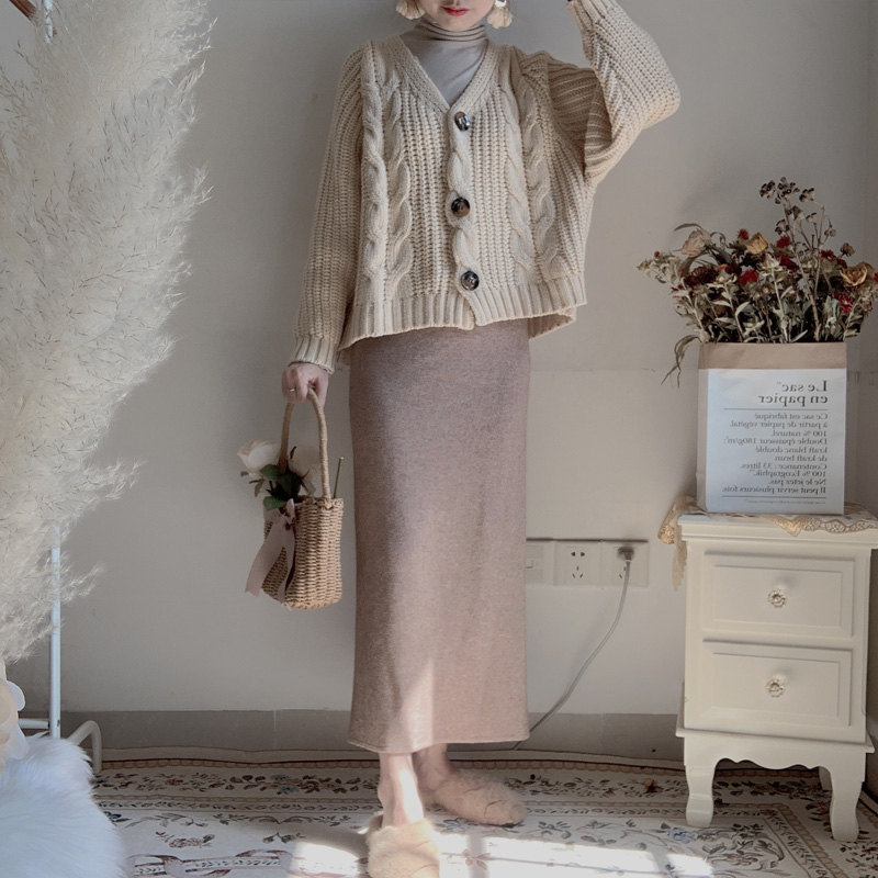 Gentle Wind High Waist Knitted Skirt Women