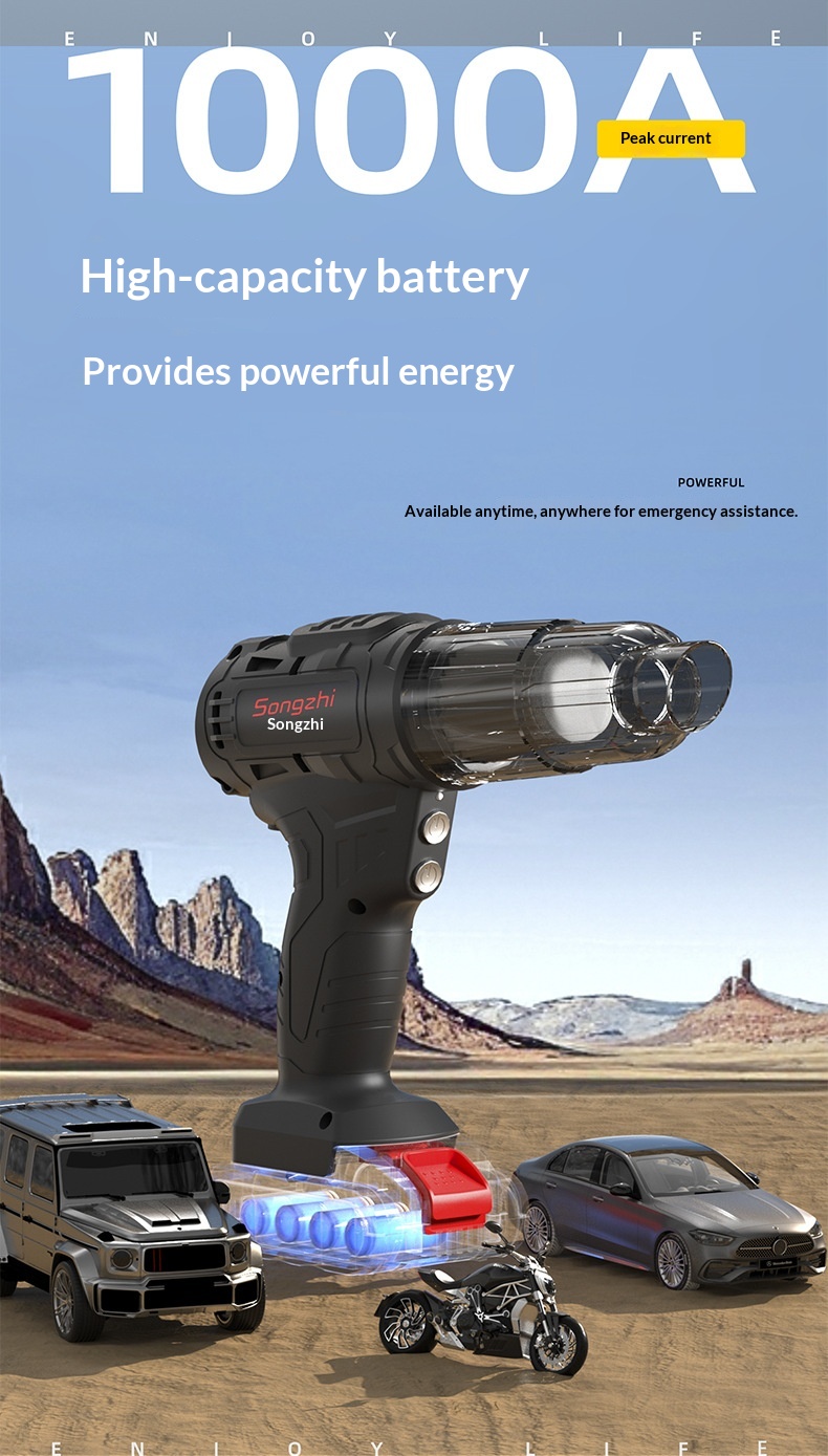 Mini Cordless Handheld Car Vacuum Inflator Combo With LED Light, Powerful Suction 6
