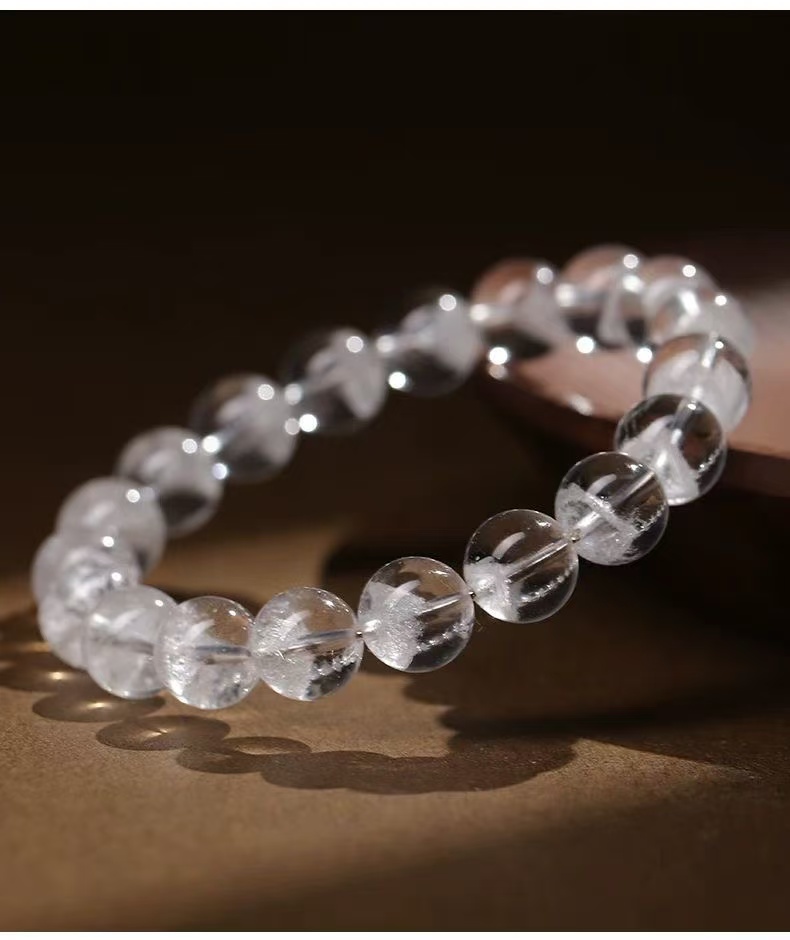 Natural Amethyst Bracelet Light Purple Round Beaded Chain Energy Jewelry For Women