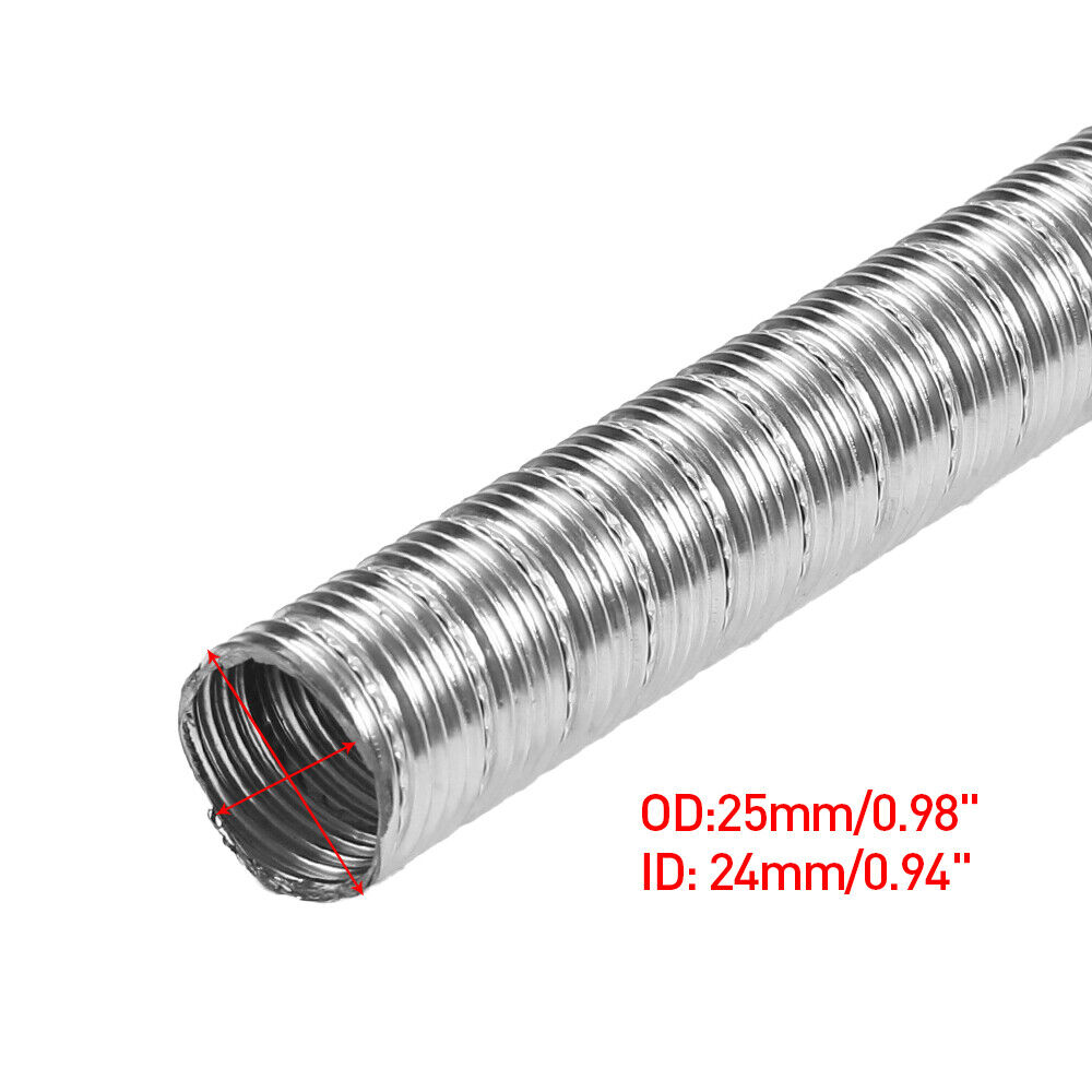 24mm Parking Di Esel Air Heater Exhaust Pipe Tube W End Cap Stainless Steel — image 2