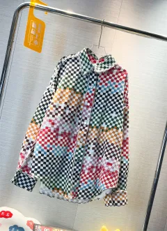 Popular Cartoon Print Plaid Denim Shirt Female - Mixed Colours - View 1