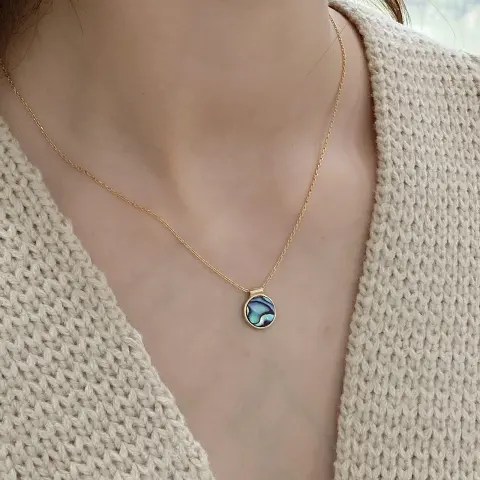 Vintage Sterling Silver Abalone Shell Necklace Women