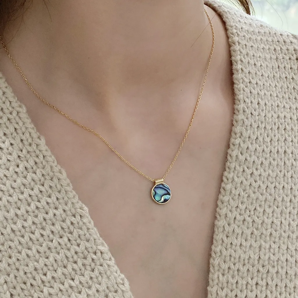 European And American Vintage Sterling Silver Abalone Shell Necklace Women - Golden