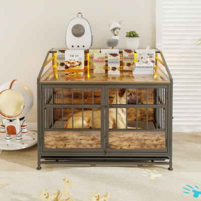 Multi function Furniture Style Dog Crates With Storage, Dog Crate Furniture Large Wooden Dog Kennel With Double Doors, For Large Medium Dog Indoor,... Black Brown - Shop at LoveMi