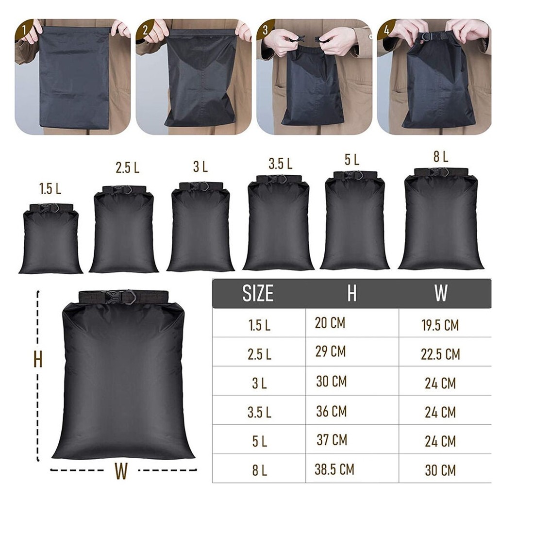 6PCS Waterproof Dry Bag Set Waterproof Dry Bags Ultralight