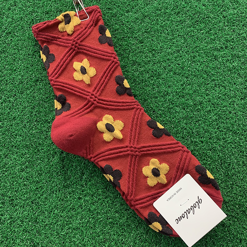 Title 4, Ladies plaid flower cotton socks