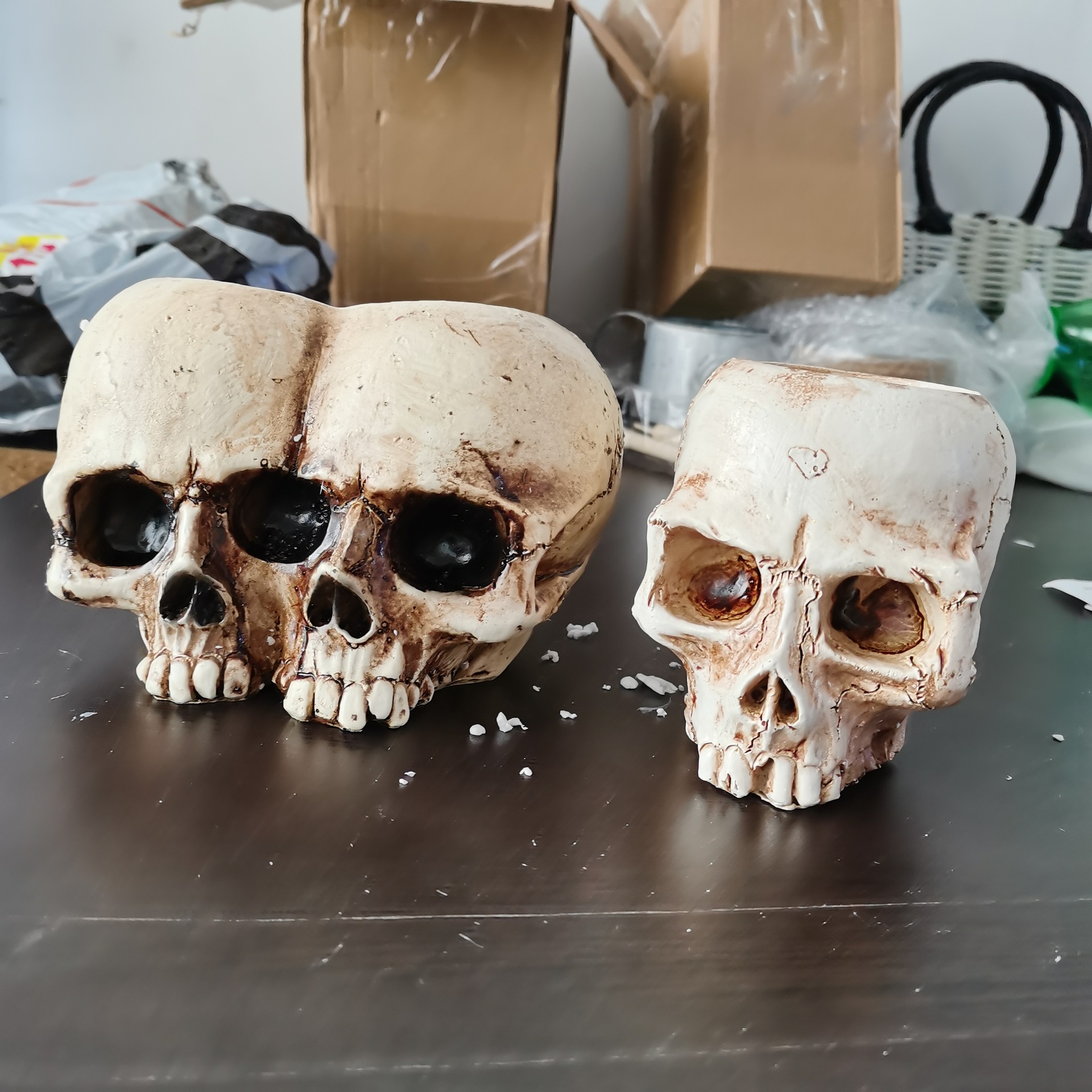 Halloween skull resin planter ornament (skull resin pot