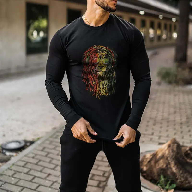 Solid Color Men's Top Crew Neck Slim