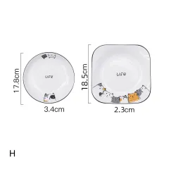 Cat Plate Vegetable Plate Deep Plate Household Ceramic - H - View 1