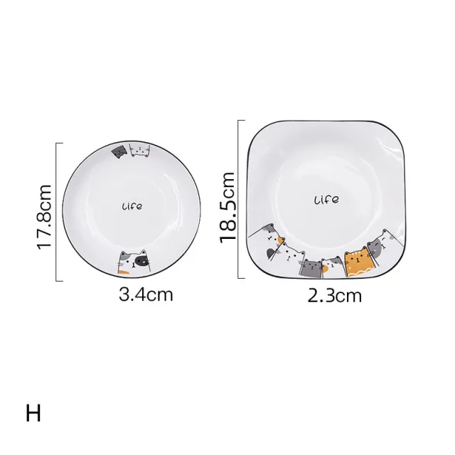 Cat Plate Vegetable Plate Deep Plate Household Ceramic H - Shop at LoveMi