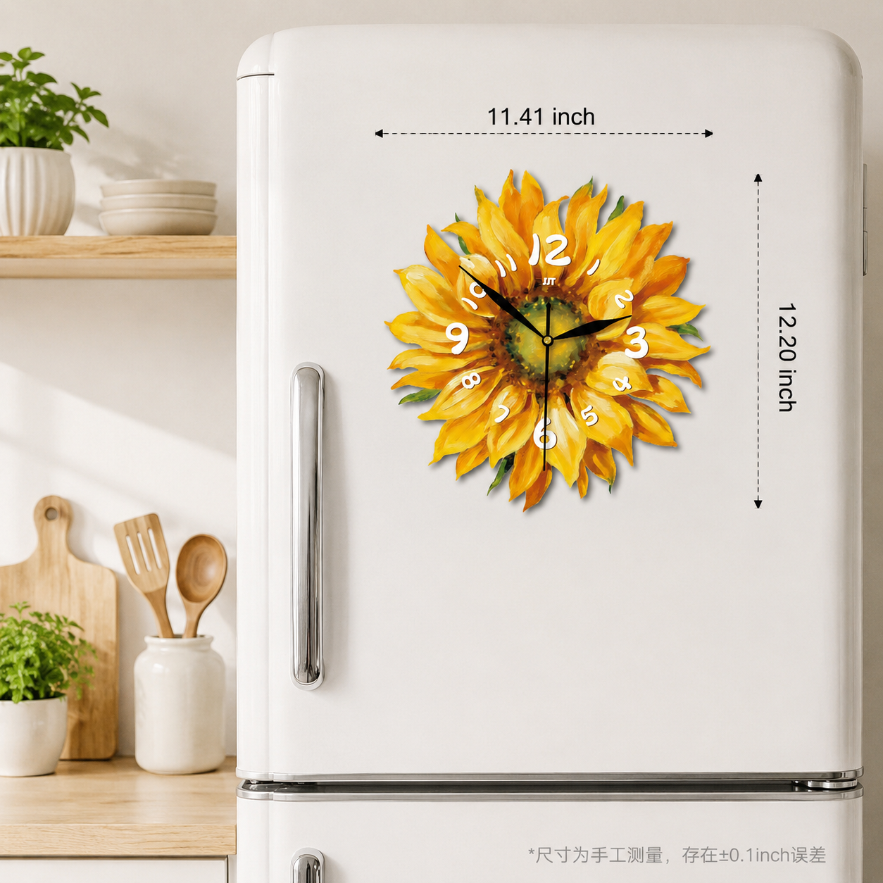 Sunflower Magnetic Fridge Clock Acrylic Decorative Kitchen Decor 6