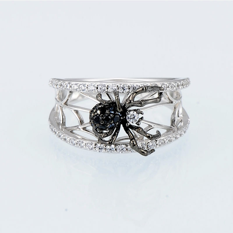 Title 3, Anillo Knitmesh de Araña Negra Tridimensional p...