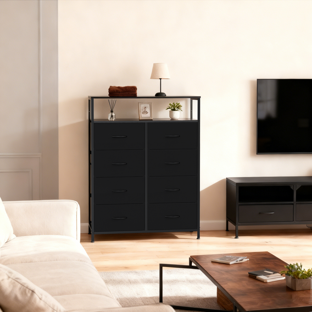 8-Drawer Fabric Dresser With Open Shelf, 45.9-inch Tall Storage Cabinet For Bedroom Closet Organization image 18