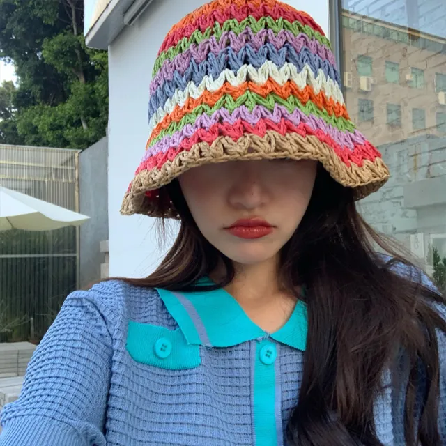 Women's Summer Hollow Color Woven Straw Hat Color - Shop at LoveMi