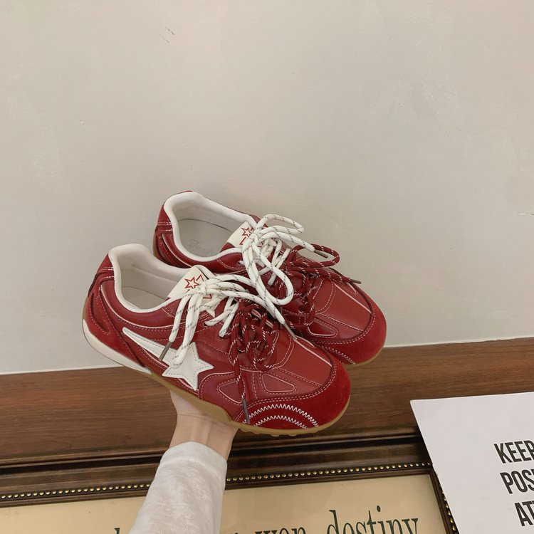 2026 Autumn New Women Breathable Leather Round Toe Sneakers, Lace-Up Casual Outdoor Gann Shoes