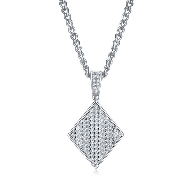 S925 Sterling Silver 108pcs D Color VVS1 Moissanite Diamond Shape Pendant 5g No Chain Platinum Plated GRA Certified Gift Box
