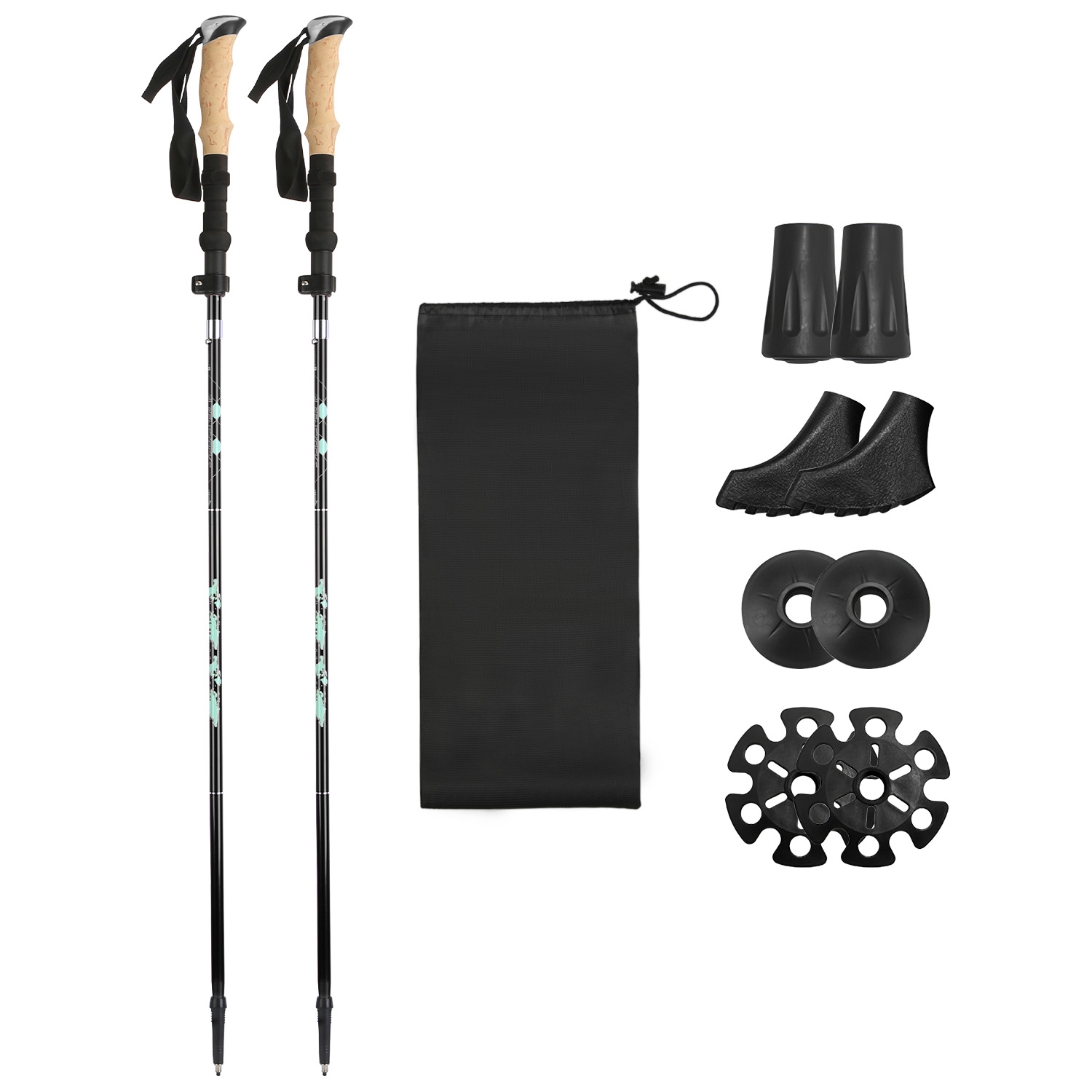 2PCS Adjustable Collapsible Hiking Trekking Poles Aluminum EVA Grip Walking