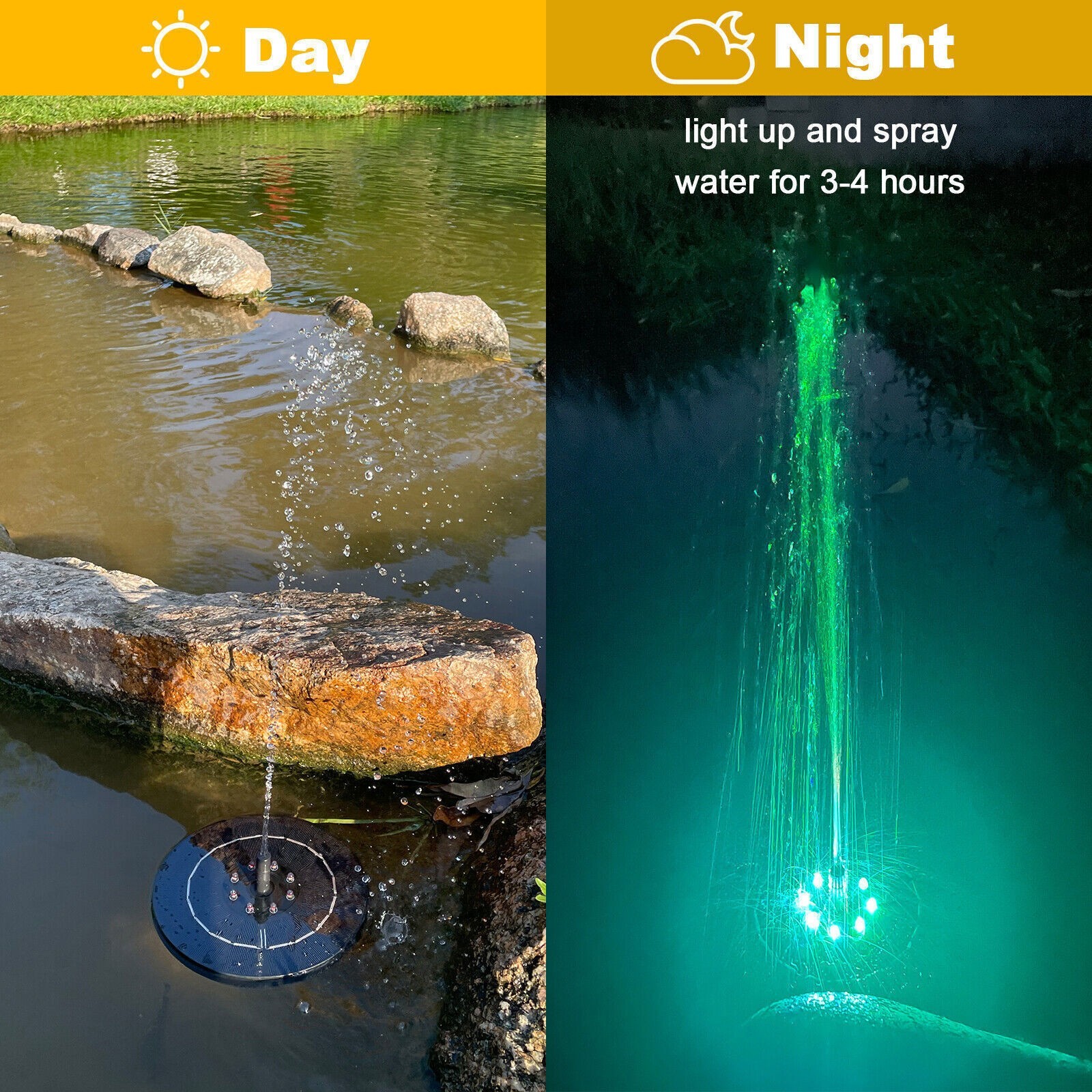 8LED Solar Panel Powered Fountain Water Feature Pump Garden Pool Pond Aquarium — image 6