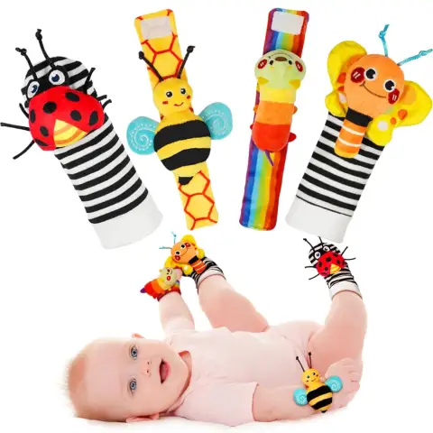 Baby wrist rattle socks and foot finder set perfect baby toys for