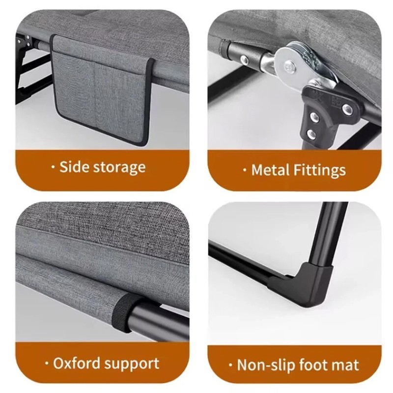 Folding Sleeping Cot Guest Bed Outdoor Portable Single Camping Cots With Mat Pad — image 7