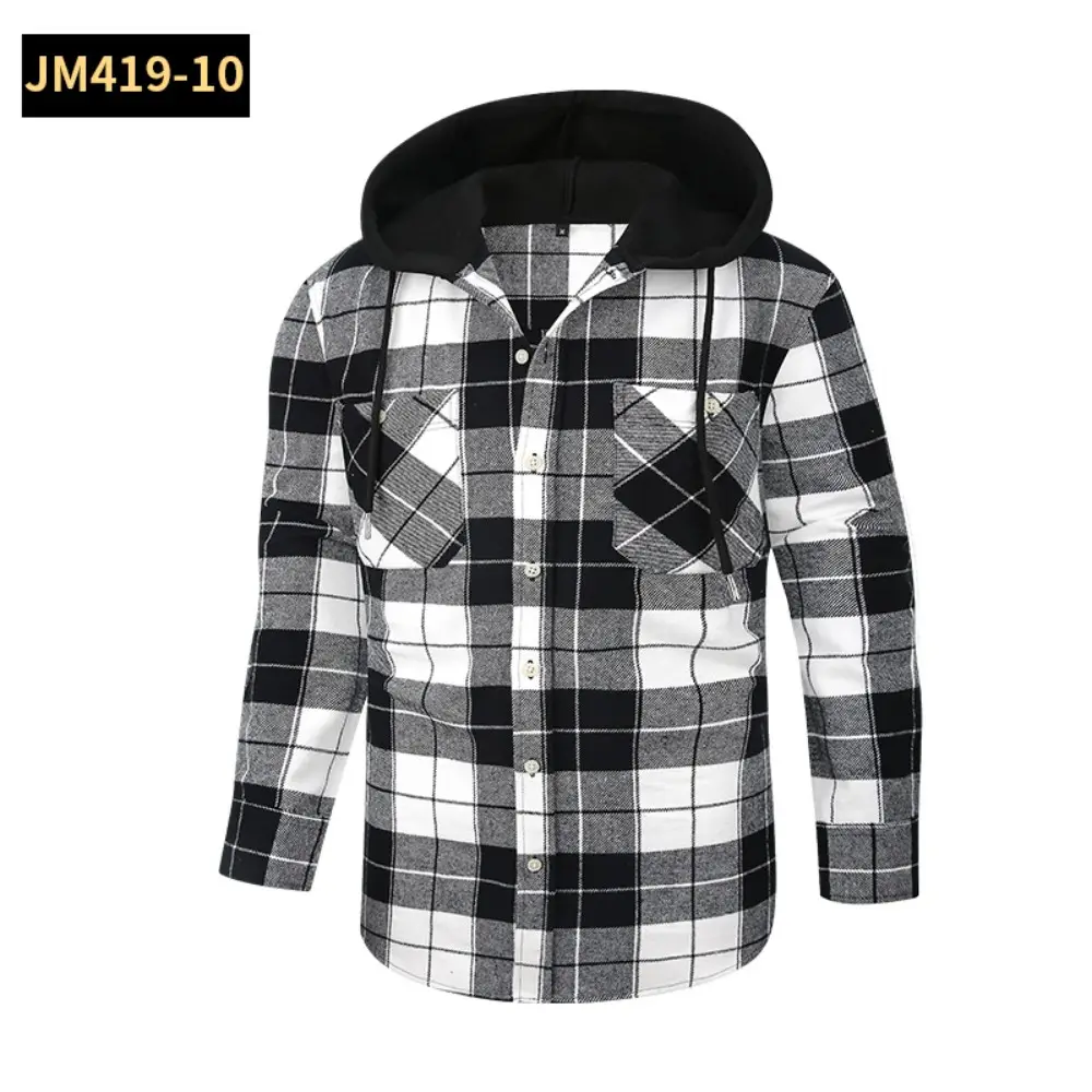 JM419 Hooded Checkered Shirt