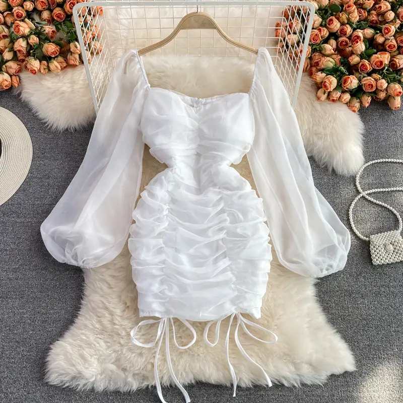 Slim Square Neck Slim Dress For Small Buttocks