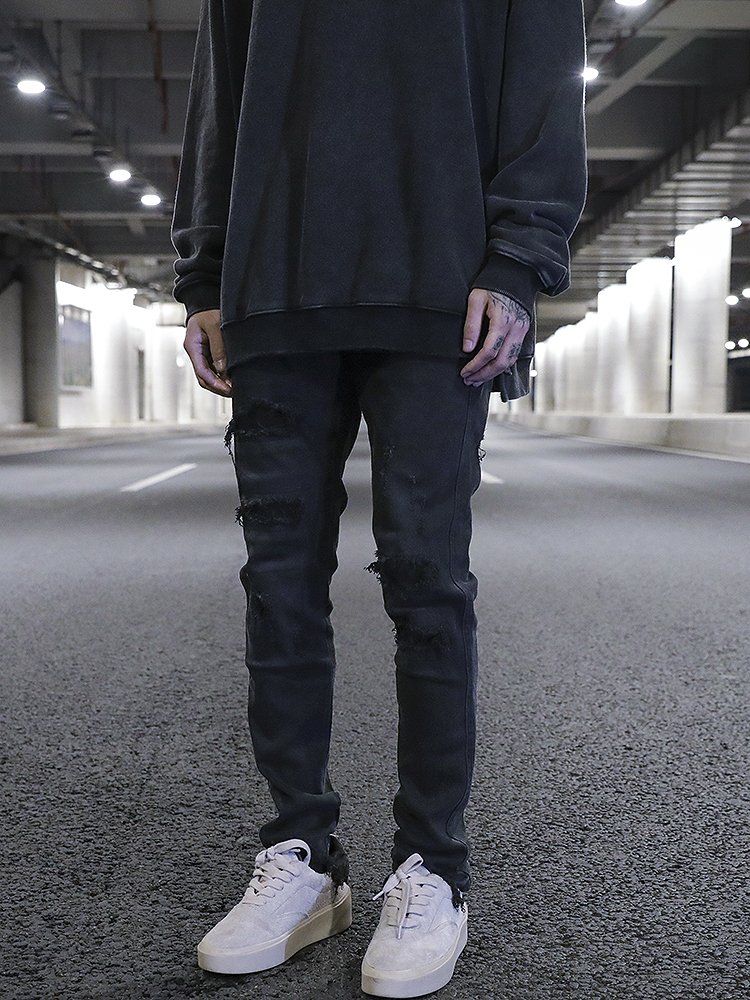 Cut And Destroy Slim-fit Stretch-footed Jeans