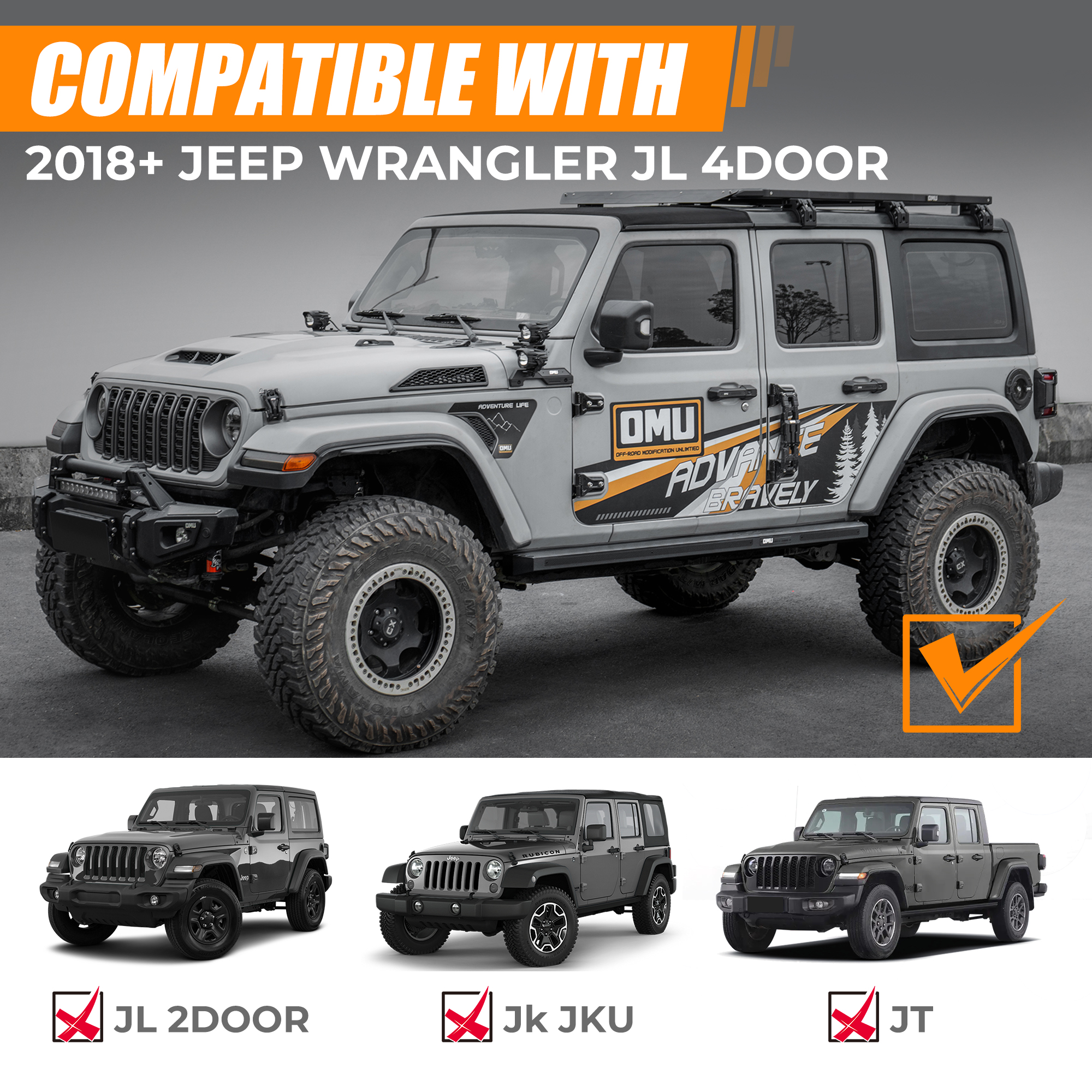 Running Board Side Step For 2018 Wrangler JL 4 Doors