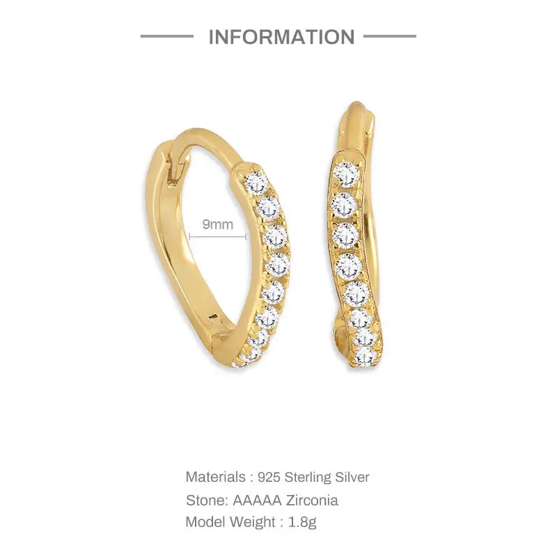 S925 Sterling Silver Wave Heart-shaped Diamond Earrings