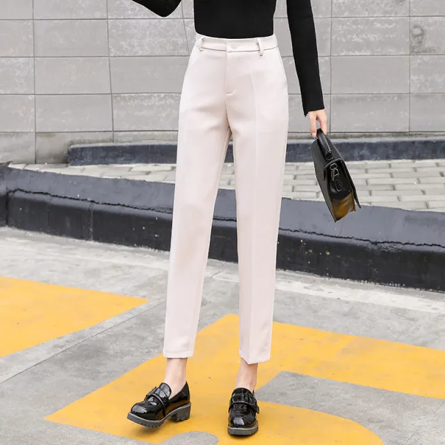 New Women's High waist Straight leg Casual Suit Pants With Small Feet Apricot - Shop at LoveMi