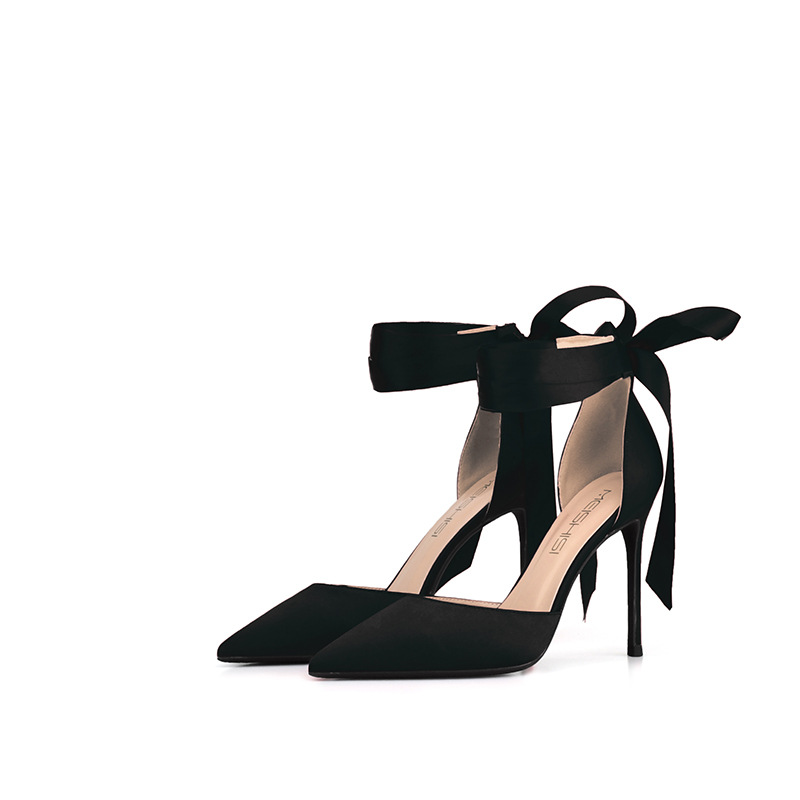Women's Stiletto Pointed Toe Strappy High Heels Black - Shop at LoveMi