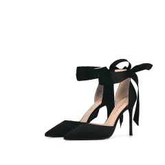 Women's Stiletto Pointed Toe Strappy High Heels - Black - View 1