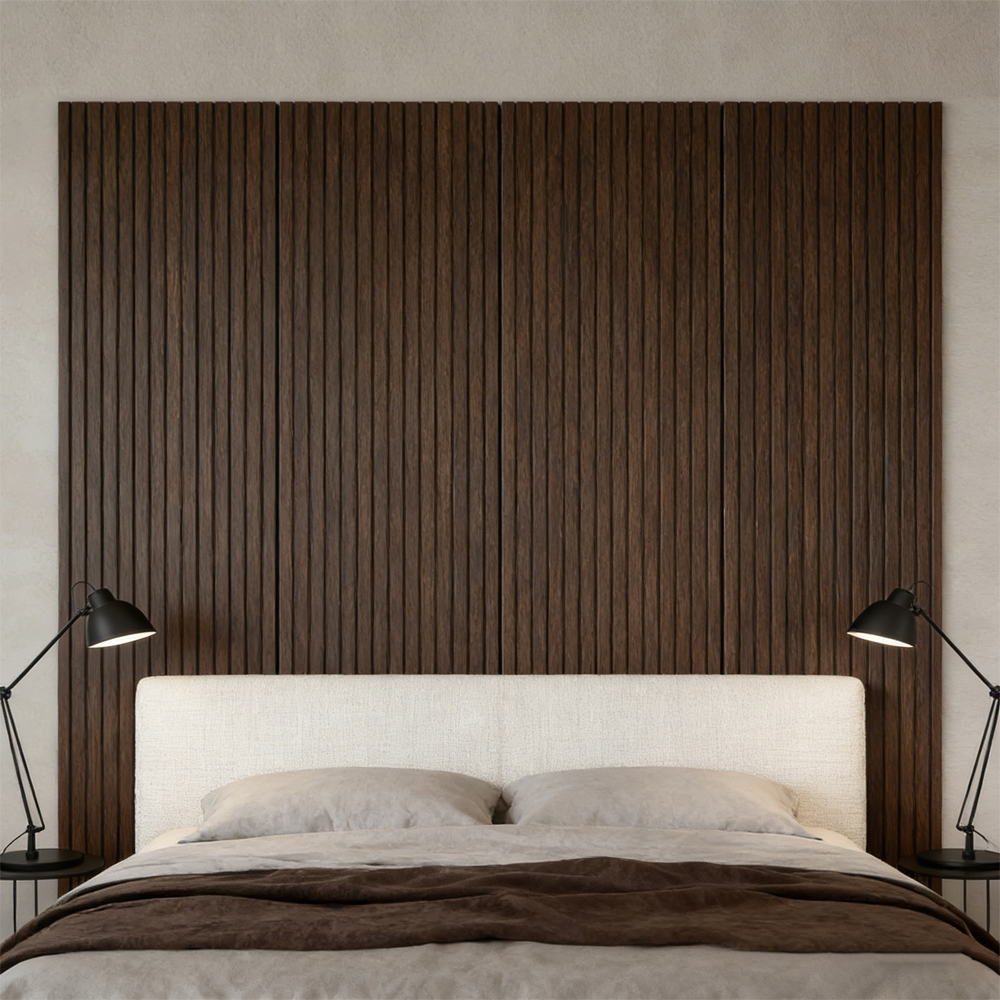 95'' X 8'' Wood Panels For Wall, 4 Pack Acoustic Panels, Sound Absorbing Slat Wall For Interior Wall Decor, Home, Walnut,